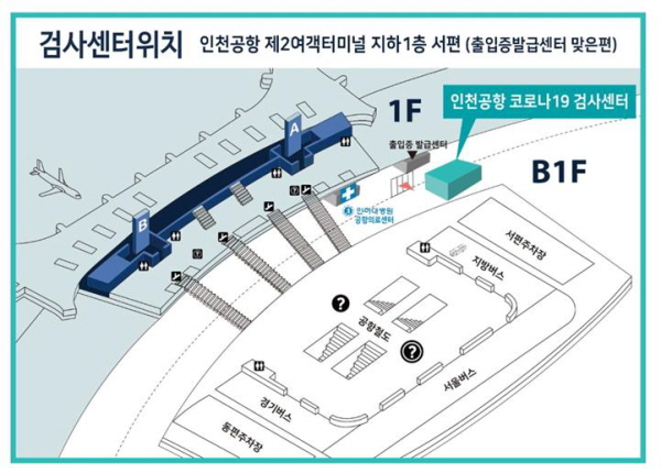 ▲ 인천공항 코로나19 검사센터 위치도 (사진제공=인천공항공사)