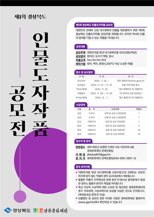                     대한민국을 빛낸 대구경북 인물 도자(陶瓷) 공모전 포스트(사진=경북도청)