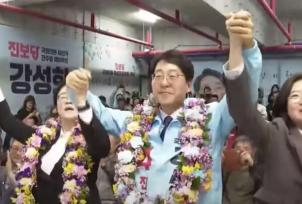 진보당 강성희 후보가 5일 치러진 전주을 국회의원 재선거에 당선됐다. (사진=유튜브 캡처)