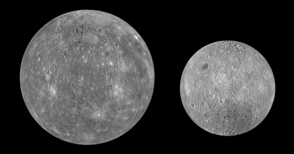 탐사선이 촬영한 수성과 달 뒷면. 사진=충주고구려천문과학관