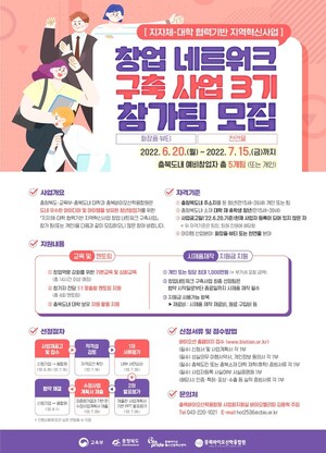 충북바이오산학융합원, 창업네트워크 구축사업 3기 모집 - 내외뉴스통신